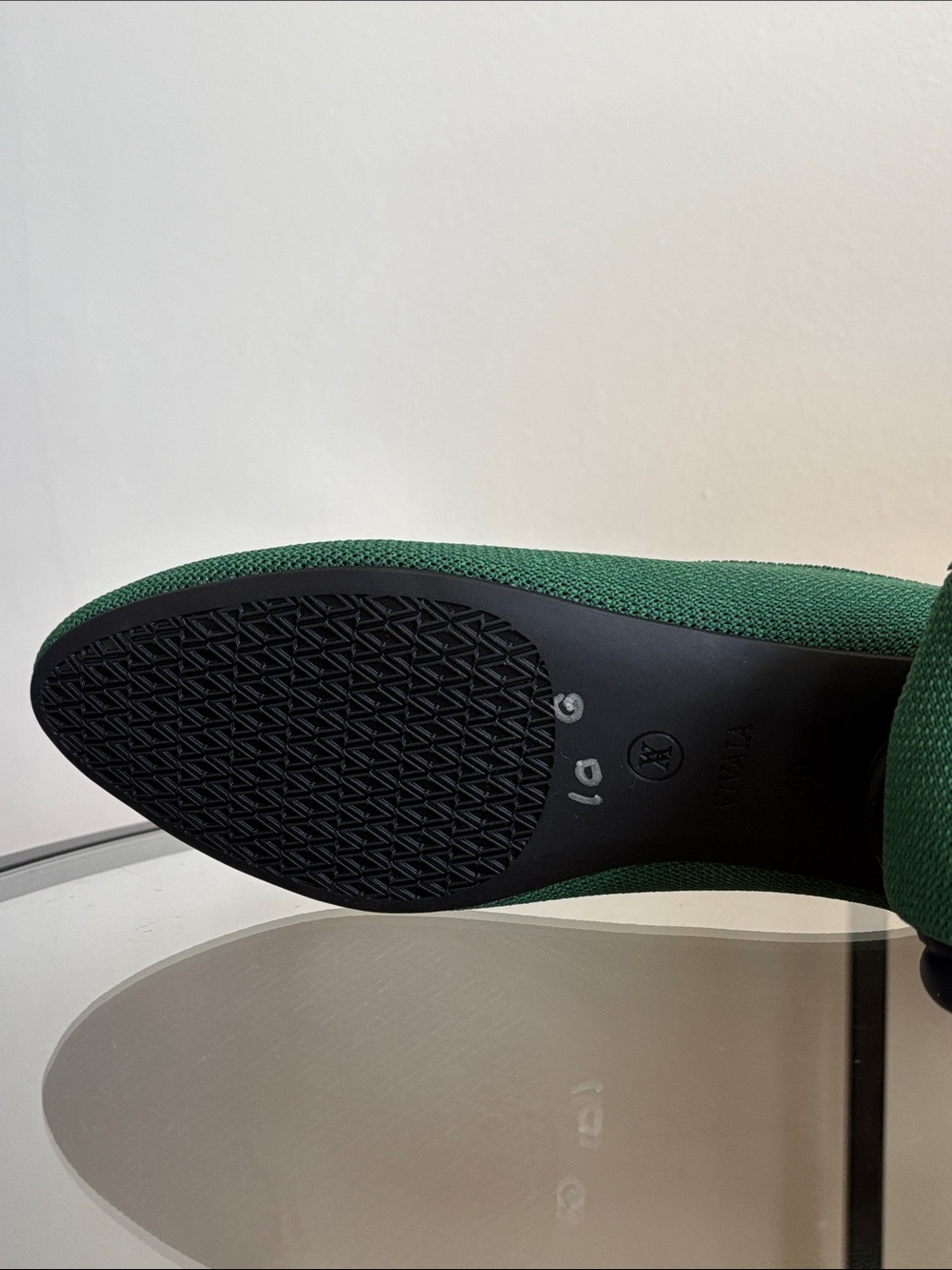 Women's Green Knit Ballet Flats - Picture 3 of 10